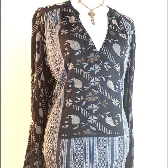 Lucky Brand Embroidered Bell Sleeve Blouse - Picture 5 of 14